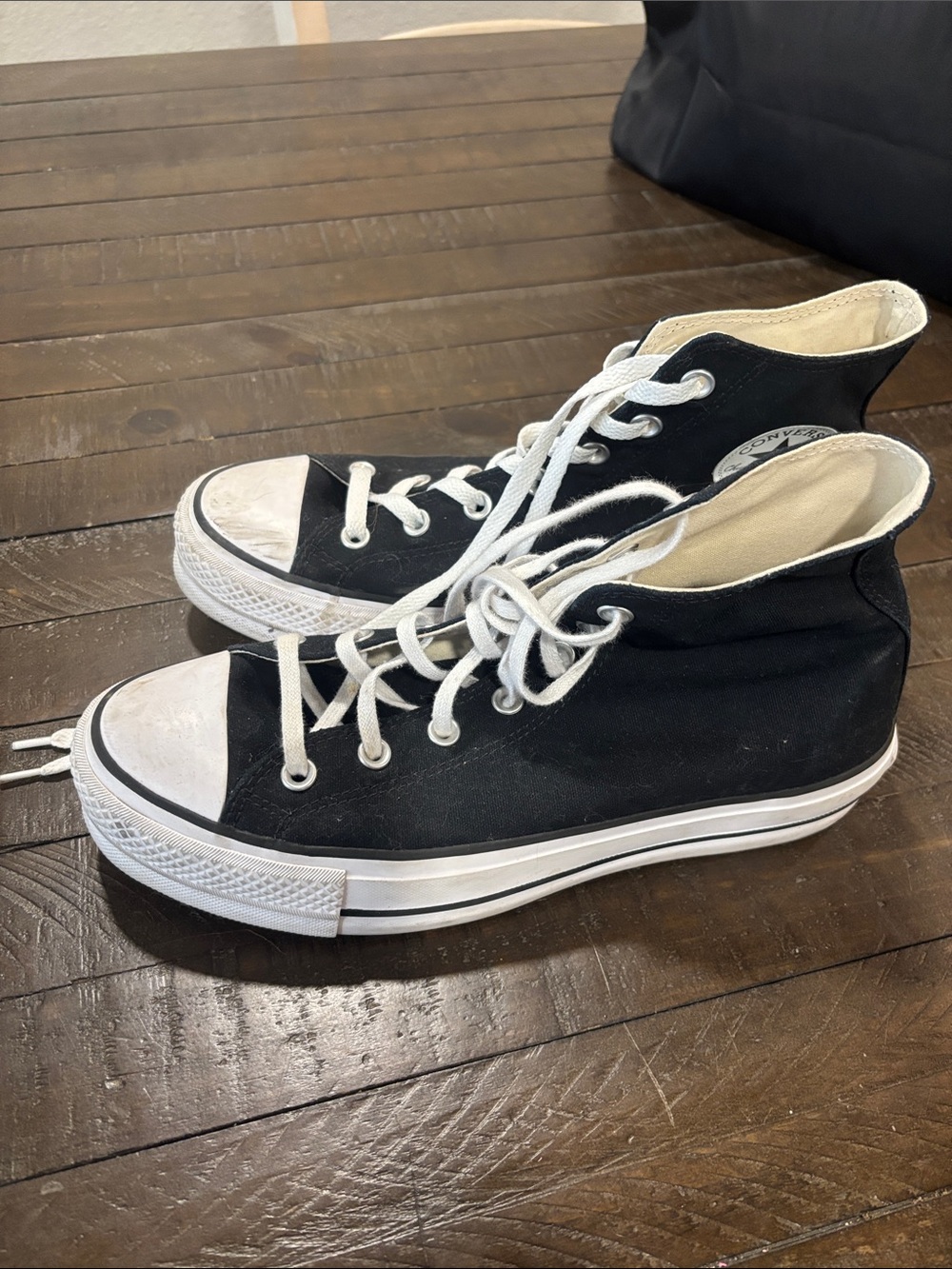 Classic High-Top Canvas Sneakers in Black and White